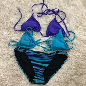 Blue & purple bikini tops and bottom